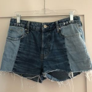 UO Two Toned Denim Shorts